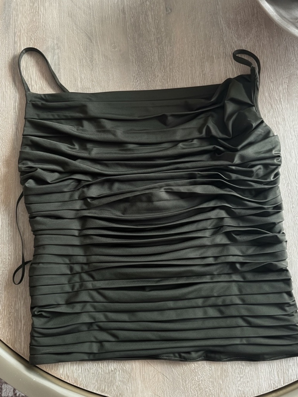 Express Ruched Spaghetti Strap Camisole - Army Green